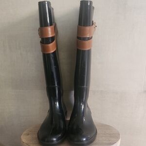 Coach Black and Brown Winter Rain Boots
